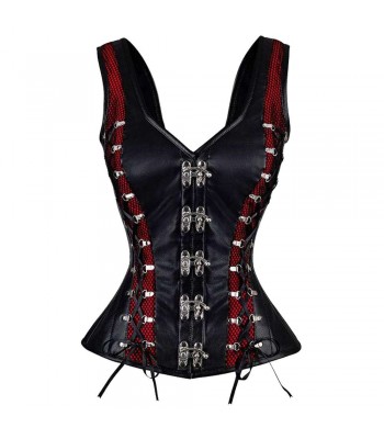 Women Corset Janyse Overbust Corset Faux Leather Shoulder Straps